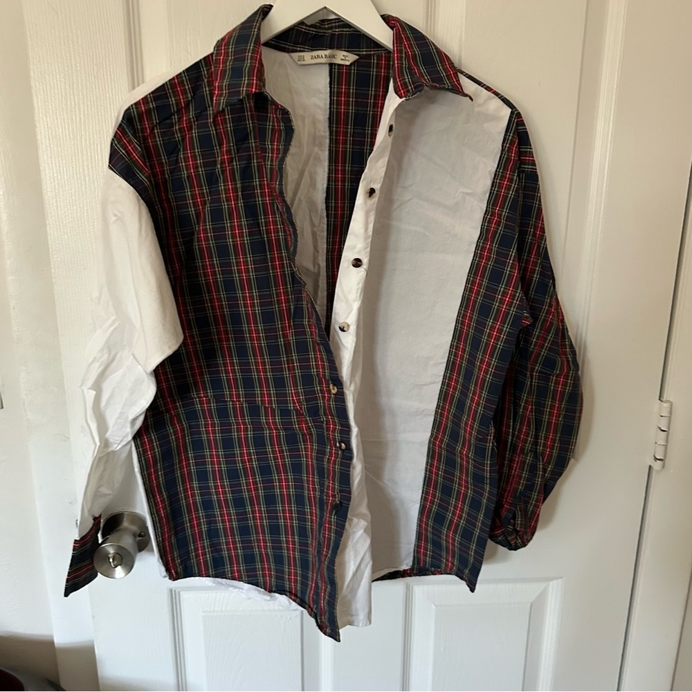 Tartan and White Button Down